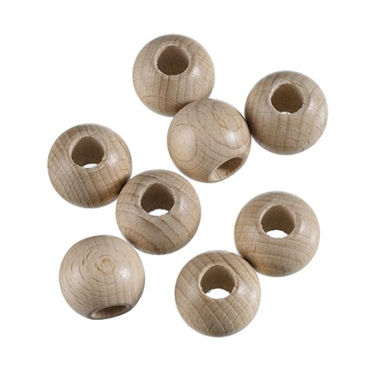 Rohholzkugeln, gebohrt, 25 mm ø 10 mm, 8 Stk., roh5
